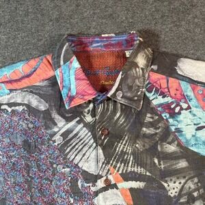 Robert Graham Hooked on You Limited Edition Mens Sz L LS Button Down Shirt Linen